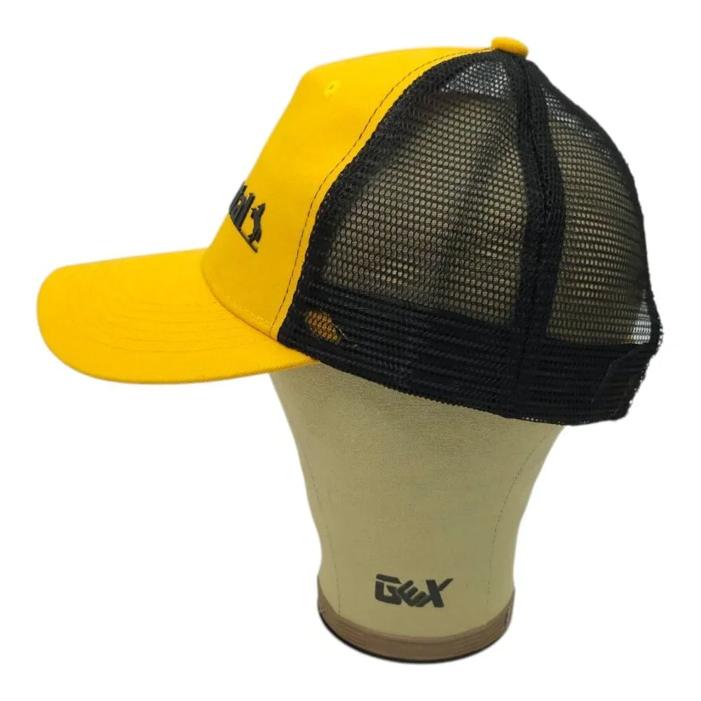 Continental Tire Rubberized Logo Mesh Strapback Cap Trucker Baseball Hat Yellow
